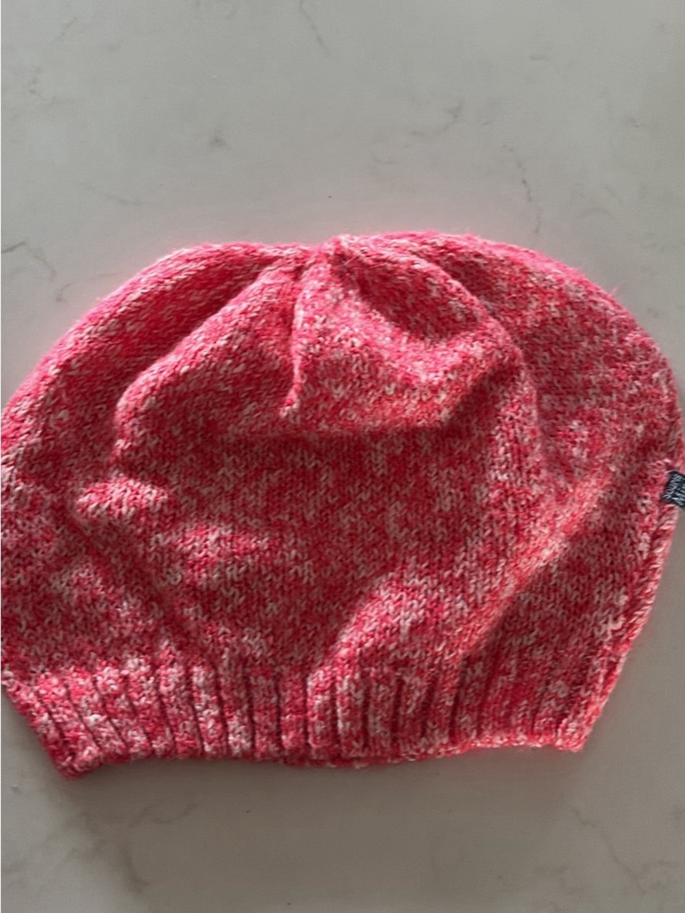 Kids Pink Marled Knit Beanie Hat
